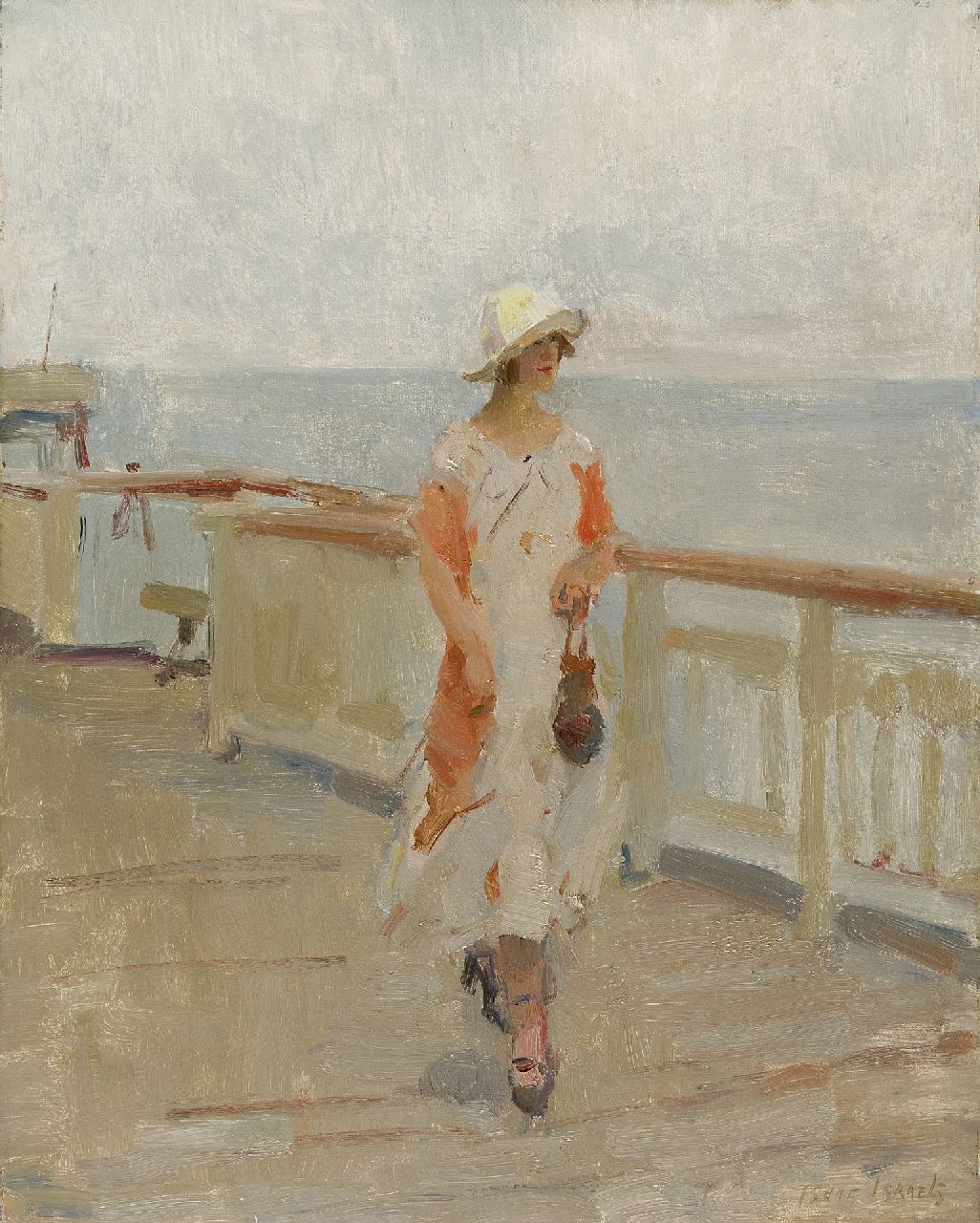 Israels I.L.  | 'Isaac' Lazarus Israels, Flaneren op de Scheveningse pier, olieverf op doek 50,2 x 40,0 cm, gesigneerd rechtsonder
