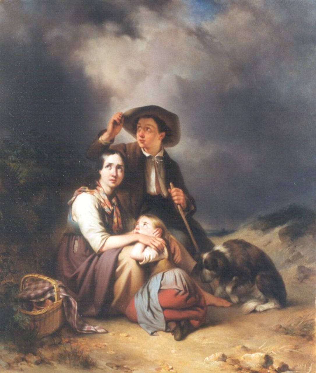 Hoevenaar W.P. | Willem Pieter Hoevenaar, Storm op komst, olieverf op paneel 59,2 x 50,8 cm, gesigneerd rechtsonder met monogram W.H. en gedateerd 1843 Hoevenaar W.P. | Willem Pieter Hoevenaar, Storm op komst, olieverf op paneel 59,2 x 50,8 cm, gesigneerd rechtsonder met monogram W.H. en gedateerd 1843