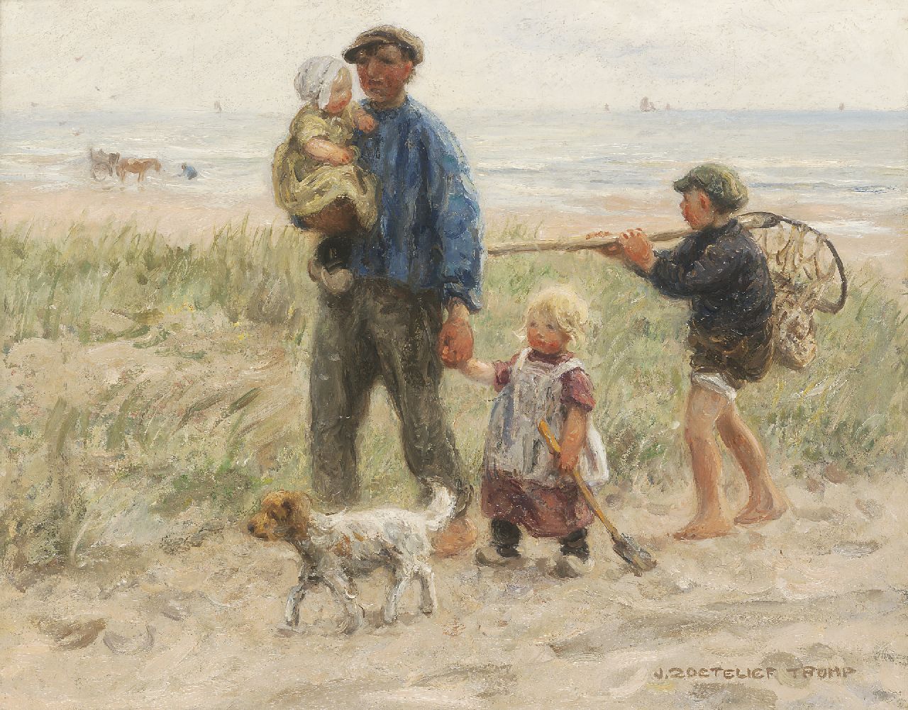 Zoetelief Tromp J. | Johannes 'Jan' Zoetelief Tromp, Huiswaarts met de vangst, olieverf op doek 40,5 x 50,7 cm, gesigneerd rechtsonder Zoetelief Tromp J. | Johannes 'Jan' Zoetelief Tromp, Huiswaarts met de vangst, olieverf op doek 40,5 x 50,7 cm, gesigneerd rechtsonder