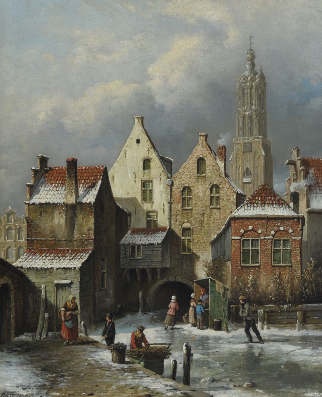 Jongh O.R. de | Oene Romkes de Jongh, Winter in Amersfoort, olieverf op doek 54,1 x 44,0 cm, gesigneerd linksonder