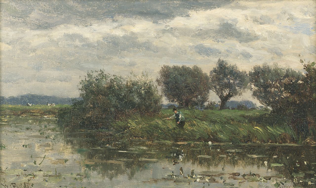 Roelofs W. | Willem Roelofs, Wilgen aan de waterkant, Loosdrecht, olieverf op doek 26,5 x 44,0 cm, gesigneerd linksonder Roelofs W. | Willem Roelofs, Wilgen aan de waterkant, Loosdrecht, olieverf op doek 26,5 x 44,0 cm, gesigneerd linksonder