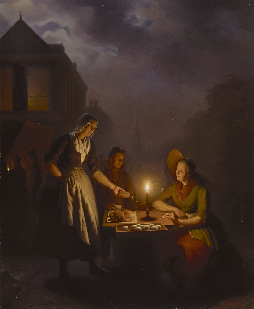 Schendel P. van | Petrus van Schendel, Avondmarkt, olieverf op paneel 75,3 x 62,5 cm, gesigneerd linksonder en te dateren ca. 1846-1850