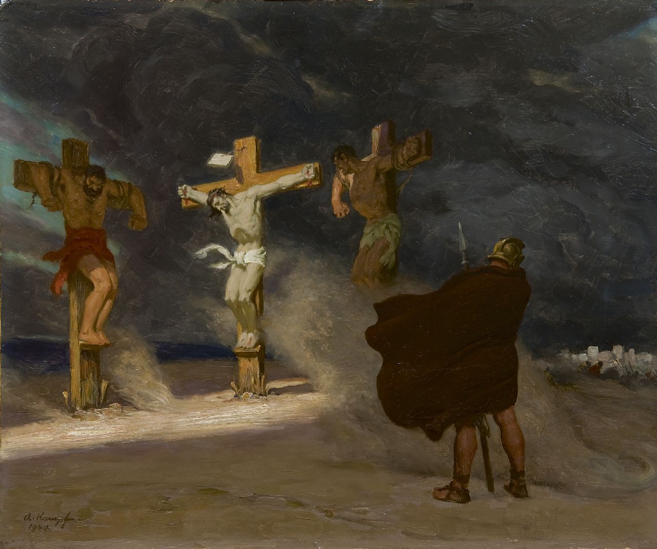 Kampf E.P.A.  | Egbert Paul 'Arthur' Kampf, Golgotha, olieverf op board 50,1 x 60,0 cm, gesigneerd linksonder en gedateerd 1944