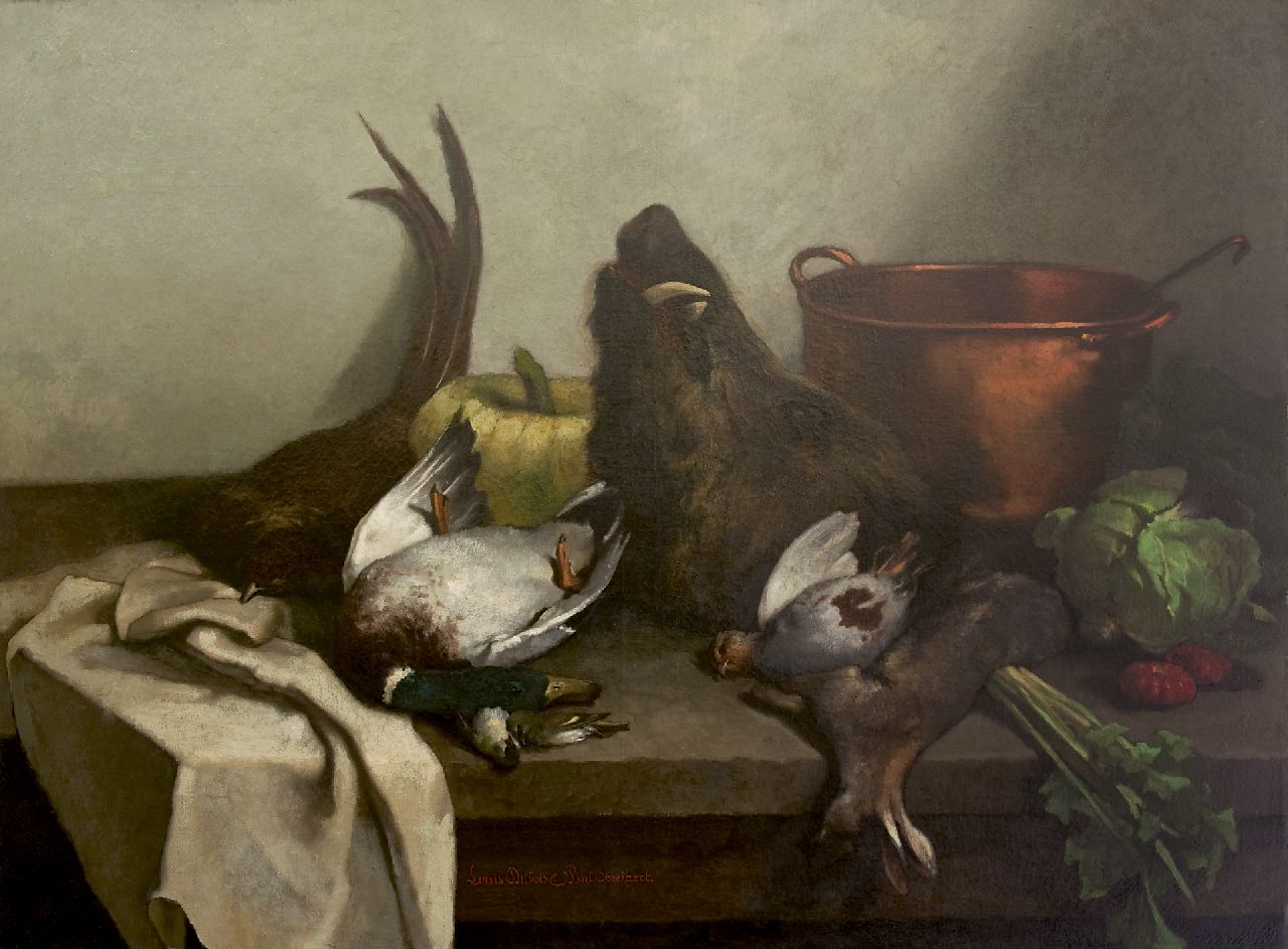 Dubois/Speekaert L./L. | Louis/Léopold Dubois/Speekaert | Schilderijen te koop aangeboden | Stilleven met gevogelte, olieverf op doek 105,5 x 141,0 cm, gesigneerd middenonder door beide kunstenaars Dubois/Speekaert L./L. | Louis/Léopold Dubois/Speekaert | Schilderijen te koop aangeboden | Stilleven met gevogelte, olieverf op doek 105,5 x 141,0 cm, gesigneerd middenonder door beide kunstenaars