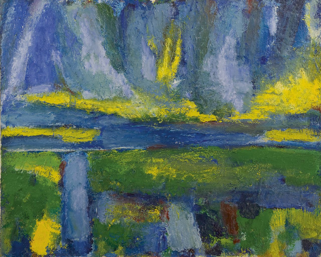 Benner G. | Gerrit Benner, Polderlandschap, olieverf op doek 80,0 x 100,0 cm, te dateren ca. 1965 Benner G. | Gerrit Benner, Polderlandschap, olieverf op doek 80,0 x 100,0 cm, te dateren ca. 1965