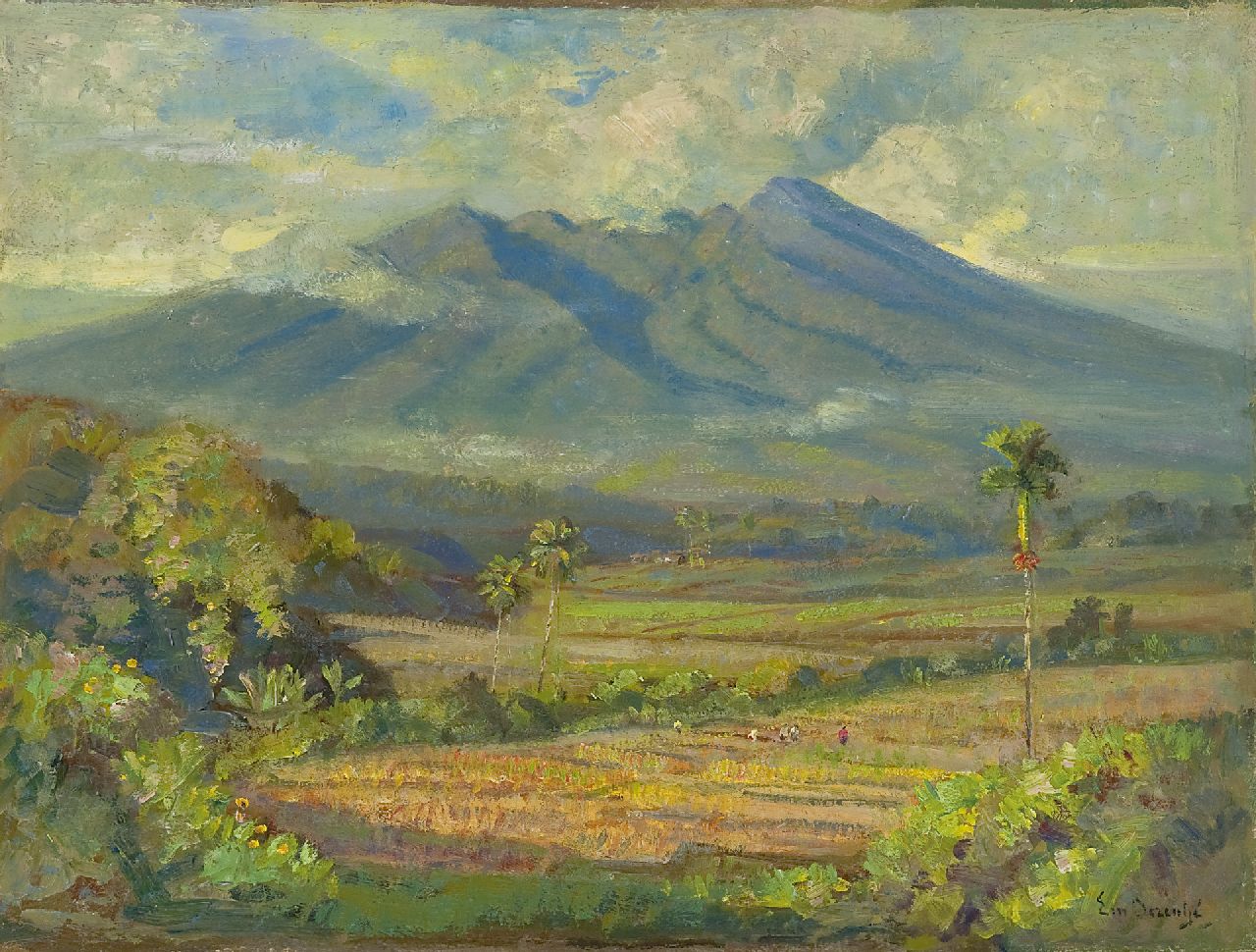Dezentjé E. | Ernest Dezentjé, Sawa's in Indonesië, olieverf op board 37,5 x 49,5 cm, gesigneerd rechtsonder Dezentjé E. | Ernest Dezentjé, Sawa's in Indonesië, olieverf op board 37,5 x 49,5 cm, gesigneerd rechtsonder