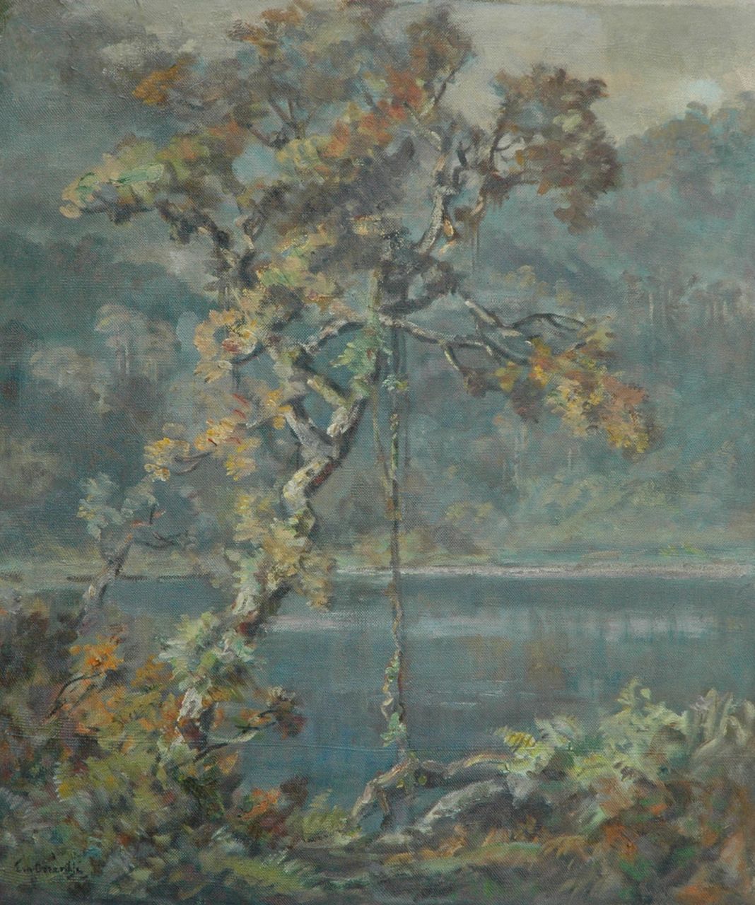 Dezentjé E. | Ernest Dezentjé, Meer op West-Java, Indonesië, olieverf op doek 70,0 x 59,9 cm, gesigneerd linksonder Dezentjé E. | Ernest Dezentjé, Meer op West-Java, Indonesië, olieverf op doek 70,0 x 59,9 cm, gesigneerd linksonder
