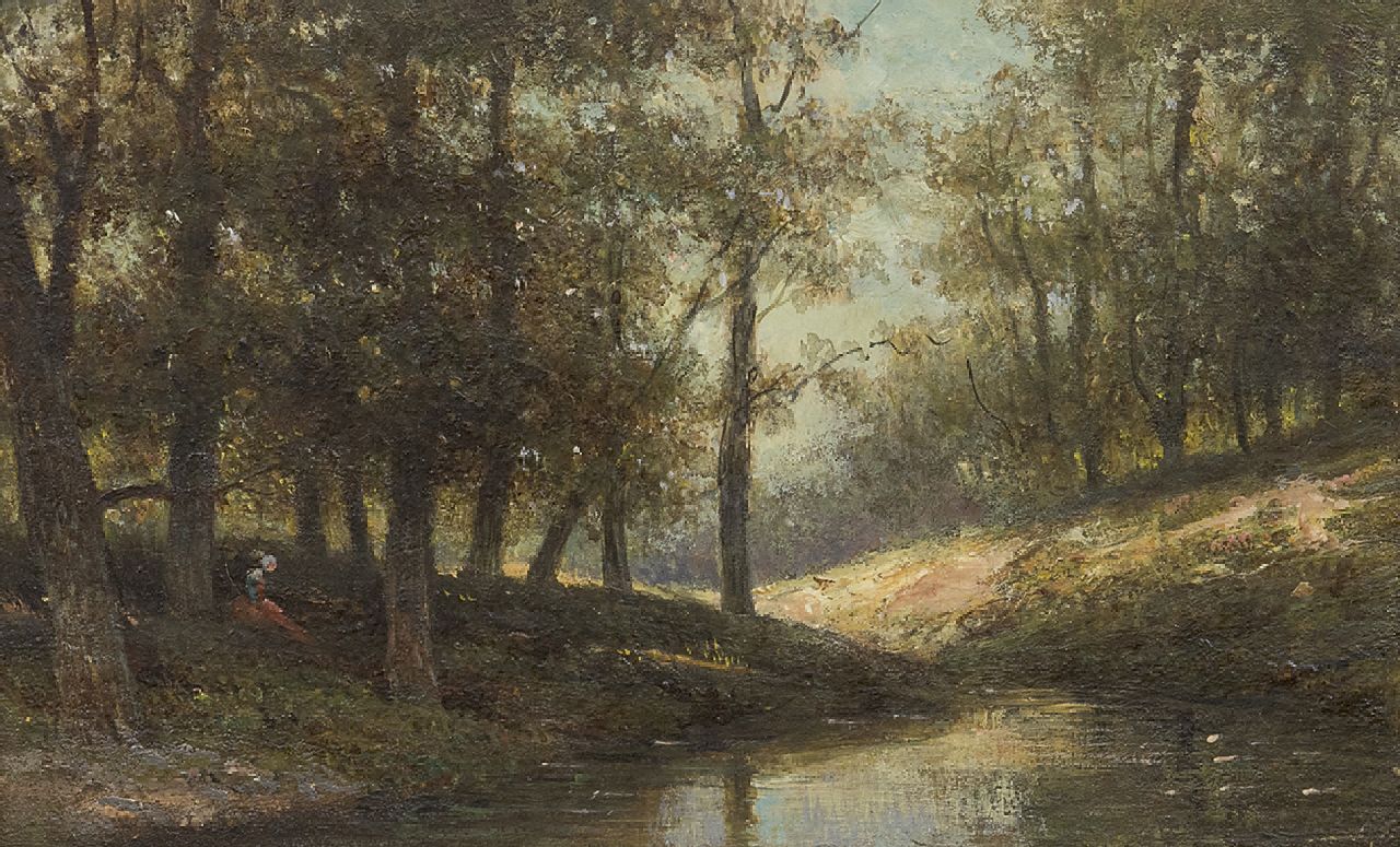 Wisselingh J.P. van | Johannes Pieter van Wisselingh | Schilderijen te koop aangeboden | Bij de bosbeek, olieverf op paneel 14,5 x 23,4 cm, zonder lijst Wisselingh J.P. van | Johannes Pieter van Wisselingh | Schilderijen te koop aangeboden | Bij de bosbeek, olieverf op paneel 14,5 x 23,4 cm, zonder lijst