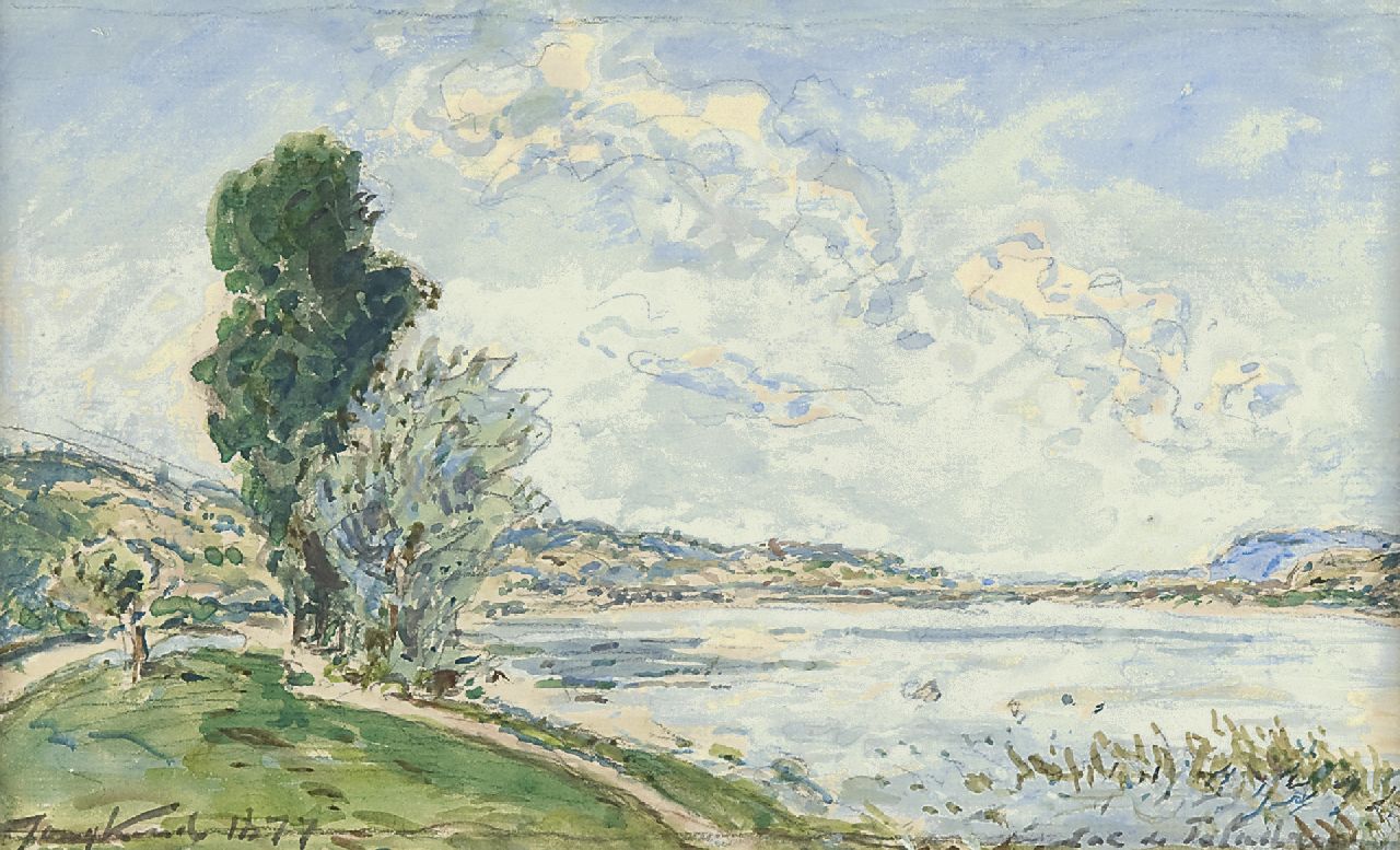 Jongkind J.B. | Johan Barthold Jongkind, Gezicht op het Lac de Paladru, potlood en aquarel op papier 15,1 x 25,0 cm, gesigneerd linksonder en gedateerd 1877 Jongkind J.B. | Johan Barthold Jongkind, Gezicht op het Lac de Paladru, potlood en aquarel op papier 15,1 x 25,0 cm, gesigneerd linksonder en gedateerd 1877