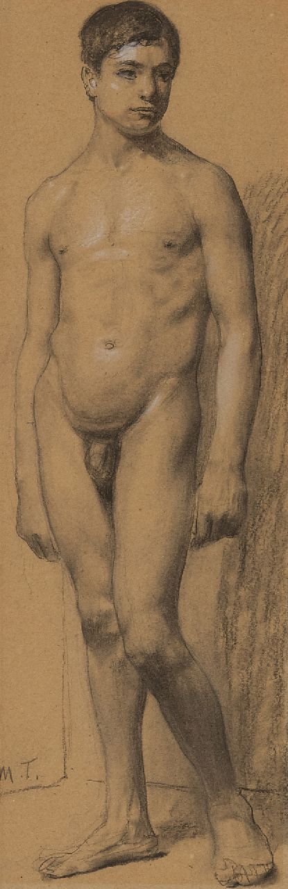 Thedy M.E.G. | Maximilian Eduard Gallus 'Max' Thedy | Aquarellen en tekeningen te koop aangeboden | Academiestudie, houtskool en krijt op papier 33,6 x 11,1 cm, gesigneerd linksonder met initialen Thedy M.E.G. | Maximilian Eduard Gallus 'Max' Thedy | Aquarellen en tekeningen te koop aangeboden | Academiestudie, houtskool en krijt op papier 33,6 x 11,1 cm, gesigneerd linksonder met initialen