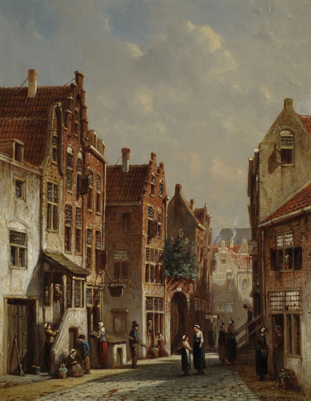 Vertin P.G. | Petrus Gerardus Vertin, Hollands straatje met figuren (pendant van 14835), olieverf op paneel 34,1 x 26,4 cm, gesigneerd rechtsonder en gedateerd '68 Vertin P.G. | Petrus Gerardus Vertin, Hollands straatje met figuren (pendant van 14835), olieverf op paneel 34,1 x 26,4 cm, gesigneerd rechtsonder en gedateerd '68