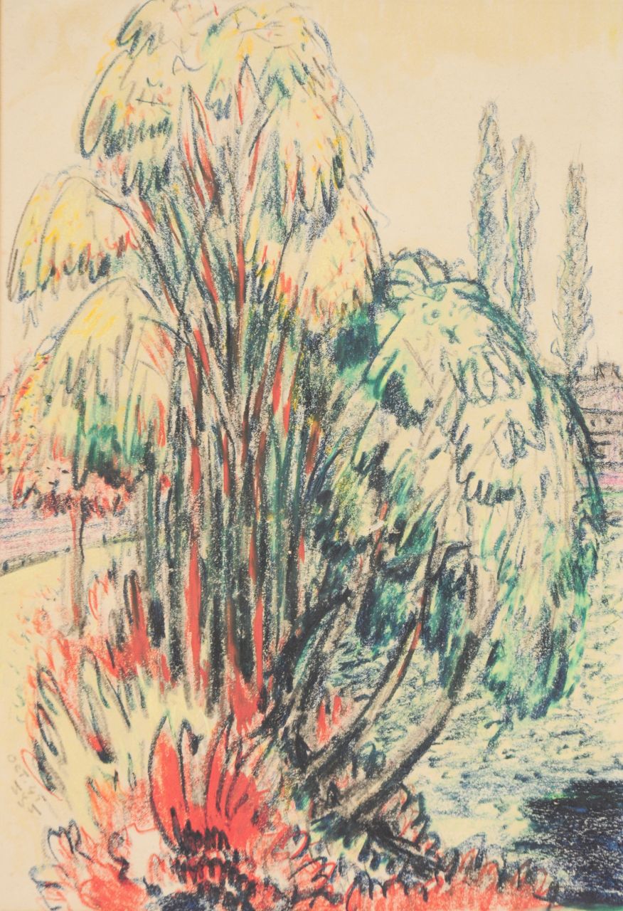 Steenmeijer S.J. | Siemen Johannes 'Simon' Steenmeijer, Noorderplantsoen, Groningen, krijt op papier 48,0 x 32,3 cm, gesigneerd linksonder met initialen en gedateerd oct. '45 Steenmeijer S.J. | Siemen Johannes 'Simon' Steenmeijer, Noorderplantsoen, Groningen, krijt op papier 48,0 x 32,3 cm, gesigneerd linksonder met initialen en gedateerd oct. '45