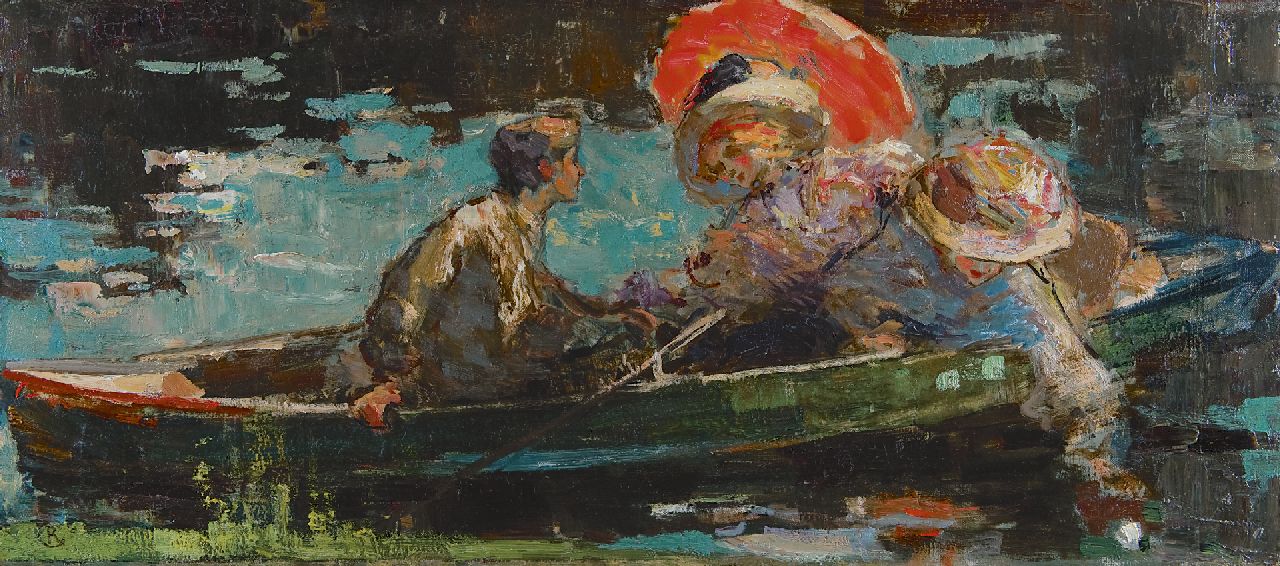 Graafland R.A.A.J.  | Robert Archibald Antonius Joan 'Rob' Graafland, Spelevaren op een zomerdag, olieverf op doek 45,1 x 101,0 cm, gesigneerd linksonder met monogram