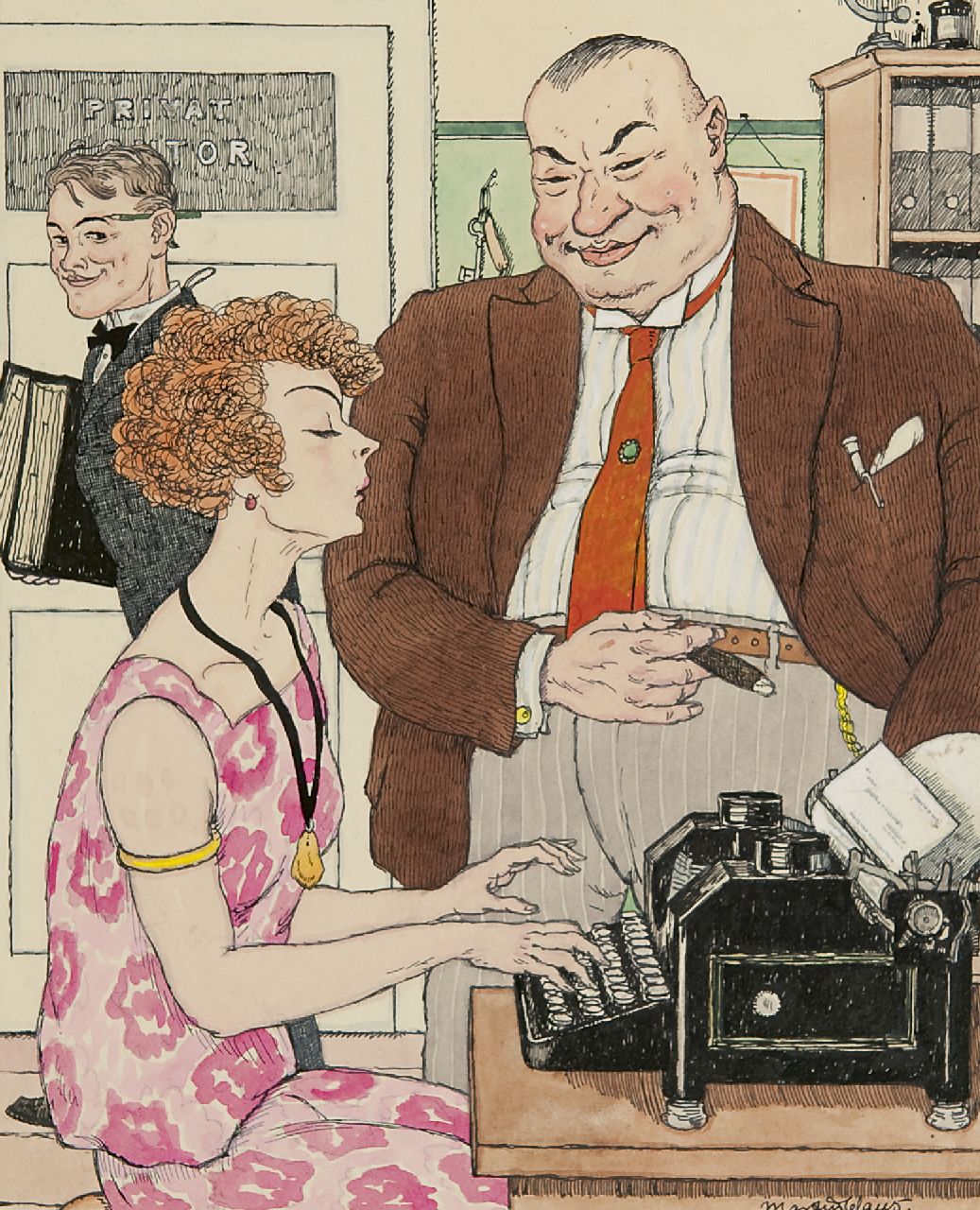 Claus M. | Martin Claus, De grapjas, pen en inkt en aquarel op papier 24,1 x 19,2 cm, gesigneerd rechtsonder en te dateren 1928 Claus M. | Martin Claus, De grapjas, pen en inkt en aquarel op papier 24,1 x 19,2 cm, gesigneerd rechtsonder en te dateren 1928