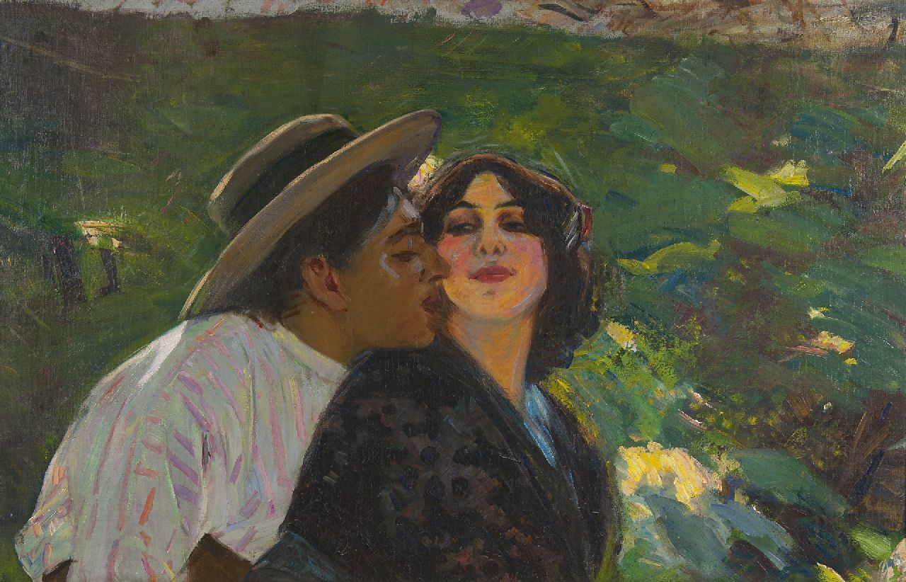 Ribera P. | Pedro 'Pierre' Ribera, Zomerse romance, olieverf op doek 63,9 x 100,0 cm Ribera P. | Pedro 'Pierre' Ribera, Zomerse romance, olieverf op doek 63,9 x 100,0 cm