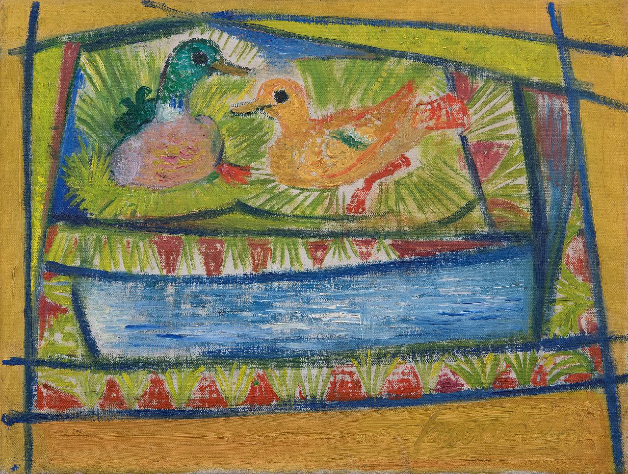 Frankot R.  | Roelof 'Roel' Frankot, Eendenkuikens, olieverf op doek 30,2 x 40,2 cm, gesigneerd rechtsonder
