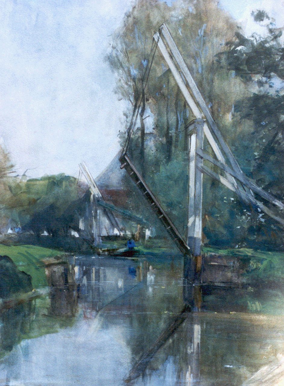 Arntzenius P.F.N.J. | Pieter Florentius Nicolaas Jacobus 'Floris' Arntzenius, Vaart met ophaalbrug, aquarel op papier 44,5 x 33,5 cm, gesigneerd rechtsonder Arntzenius P.F.N.J. | Pieter Florentius Nicolaas Jacobus 'Floris' Arntzenius, Vaart met ophaalbrug, aquarel op papier 44,5 x 33,5 cm, gesigneerd rechtsonder