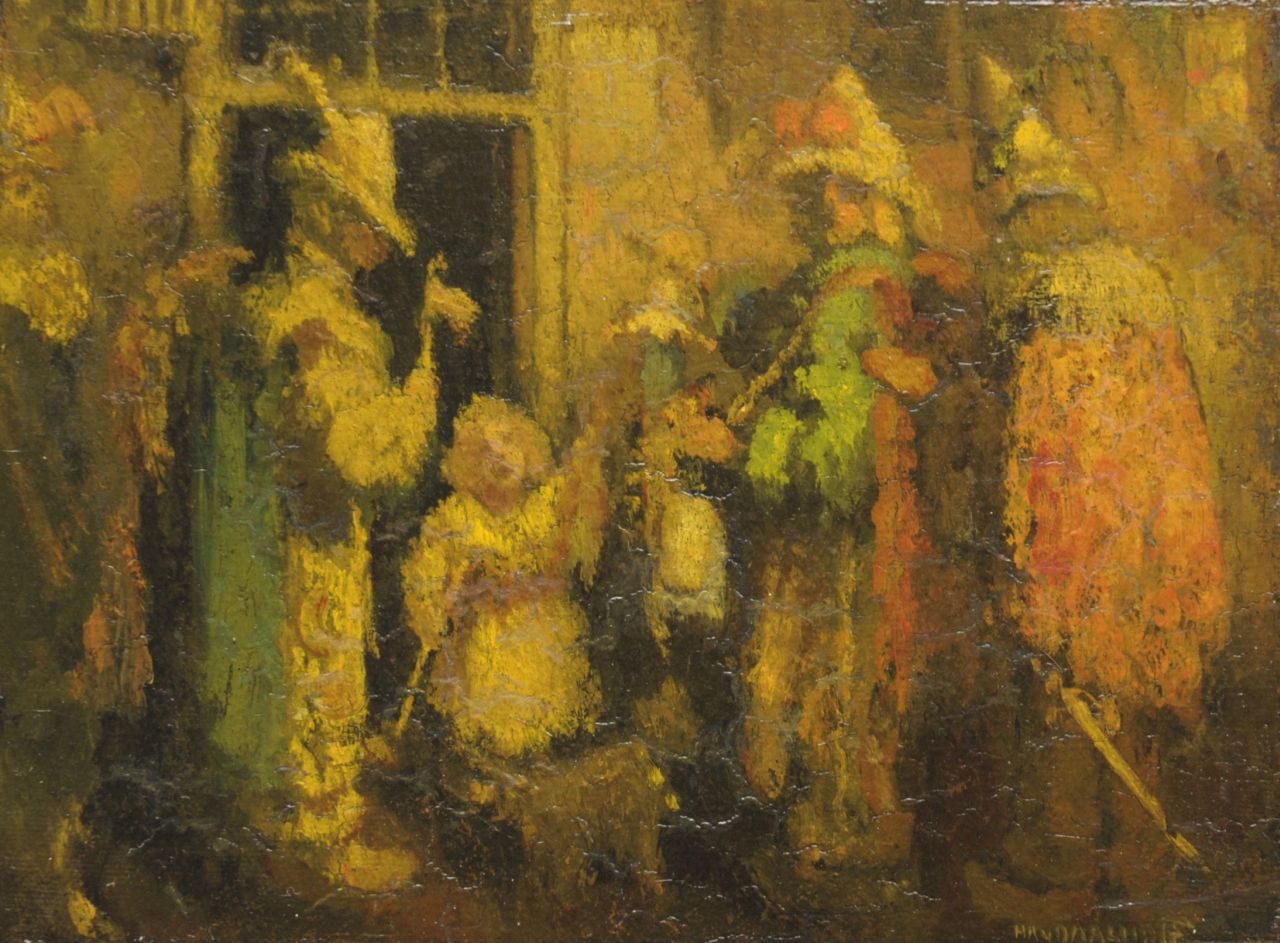 Daalhoff H.A. van | Hermanus Antonius 'Henri' van Daalhoff, Muzikanten, olieverf op paneel 18,7 x 24,4 cm, gesigneerd rechtsonder