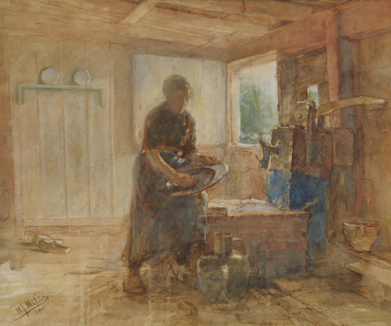 Mélis H.J. | Henricus Joannes Mélis, Koper schuren, aquarel op papier 40,3 x 48,5 cm, gesigneerd linksonder Mélis H.J. | Henricus Joannes Mélis, Koper schuren, aquarel op papier 40,3 x 48,5 cm, gesigneerd linksonder
