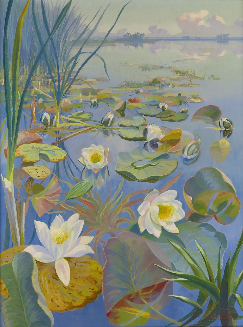 Smorenberg D. | Dirk Smorenberg, Waterlelies, olieverf op doek 95,8 x 72,3 cm, gesigneerd rechtsonder en gedateerd '22 Smorenberg D. | Dirk Smorenberg, Waterlelies, olieverf op doek 95,8 x 72,3 cm, gesigneerd rechtsonder en gedateerd '22