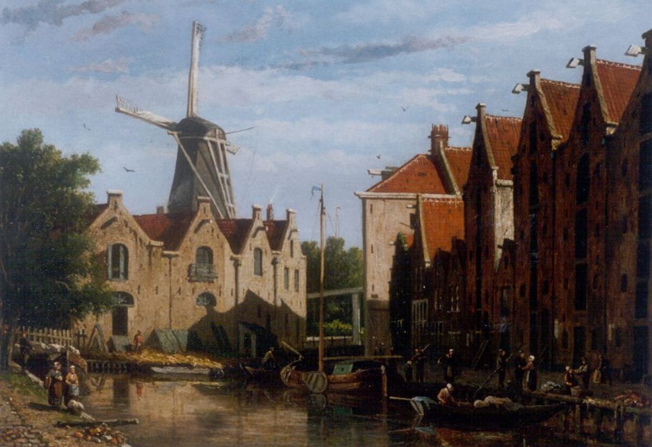 Eversen A. | Adrianus Eversen, De Brouwersgracht te Amsterdam, olieverf op doek 31,6 x 41,6 cm, gesigneerd rechtsonder Eversen A. | Adrianus Eversen, De Brouwersgracht te Amsterdam, olieverf op doek 31,6 x 41,6 cm, gesigneerd rechtsonder
