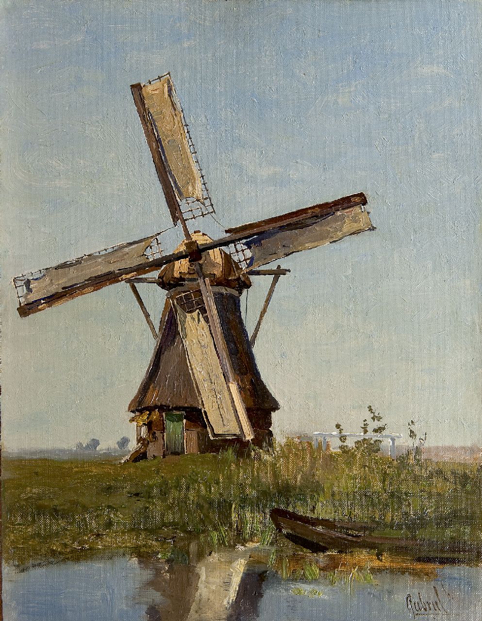 Gabriel P.J.C. | Paul Joseph Constantin 'Constan(t)' Gabriel, De molen, olieverf op doek op paneel 39,0 x 30,1 cm, gesigneerd rechtsonder Gabriel P.J.C. | Paul Joseph Constantin 'Constan(t)' Gabriel, De molen, olieverf op doek op paneel 39,0 x 30,1 cm, gesigneerd rechtsonder