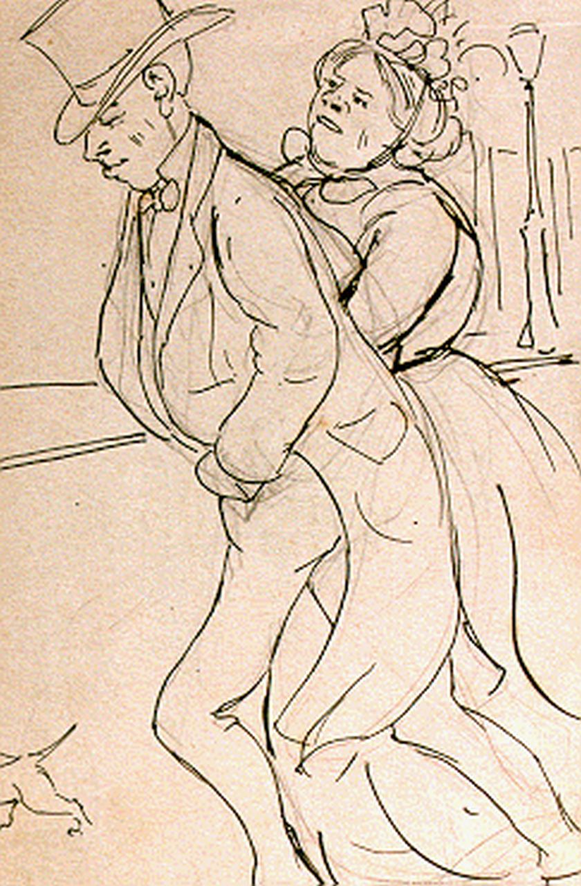 Gestel L.  | Leendert 'Leo' Gestel, Uitlaten van de hond, 14,0 x 9,0 cm