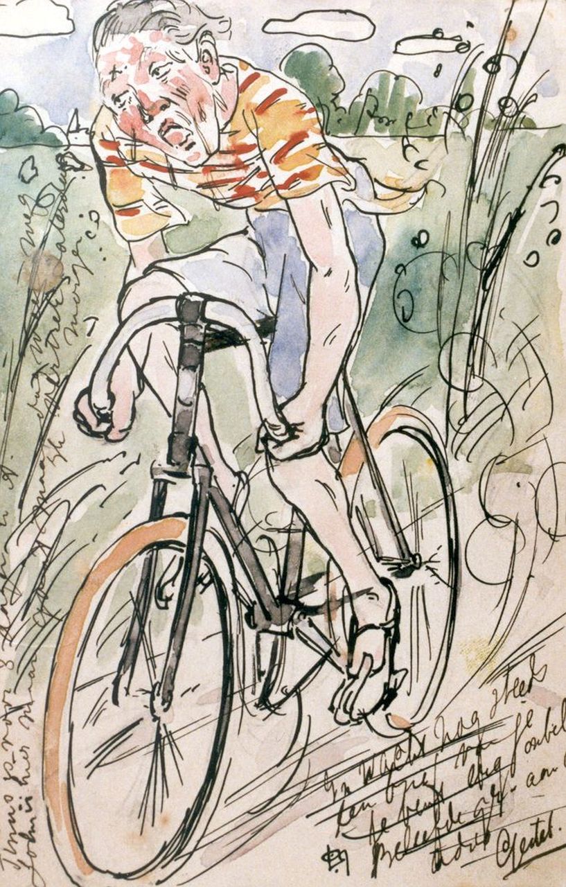 Gestel L. | Leendert 'Leo' Gestel, De laatste loodjes, gemengde techniek op papier 14,0 x 9,0 cm, gesigneerd rechtsonder Gestel L. | Leendert 'Leo' Gestel, De laatste loodjes, gemengde techniek op papier 14,0 x 9,0 cm, gesigneerd rechtsonder