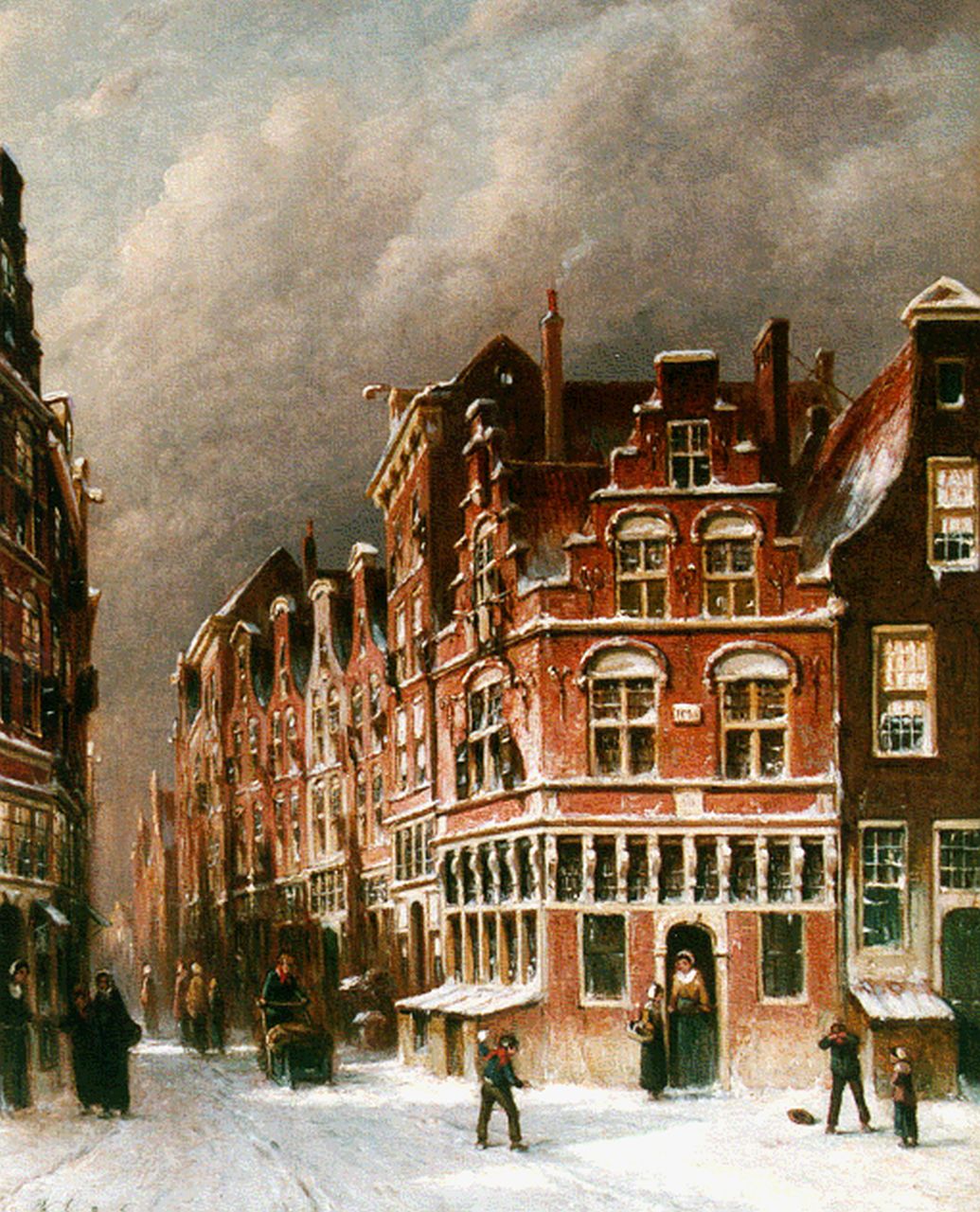 Vertin P.G. | Petrus Gerardus Vertin, Besneeuwde dorpsstraat, olieverf op doek 45,0 x 36,7 cm, gesigneerd linksonder en gedateerd '83 Vertin P.G. | Petrus Gerardus Vertin, Besneeuwde dorpsstraat, olieverf op doek 45,0 x 36,7 cm, gesigneerd linksonder en gedateerd '83