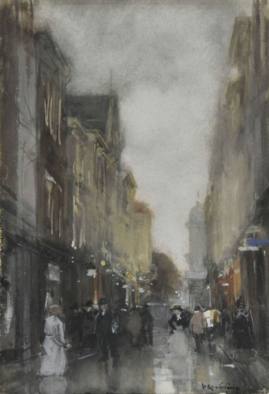 Arntzenius P.F.N.J.  | Pieter Florentius Nicolaas Jacobus 'Floris' Arntzenius, De Spuistraat, aquarel op papier 25,8 x 17,9 cm, gesigneerd rechtsonder