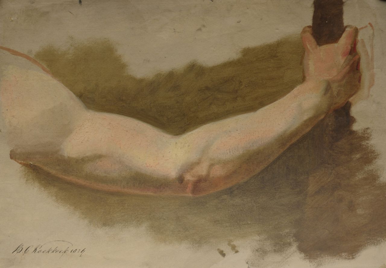 Koekkoek B.C.  | Barend Cornelis Koekkoek, Academiestudie van een mannenarm, olieverf op papier 30,8 x 43,8 cm, gesigneerd linksonder en gedateerd 1824
