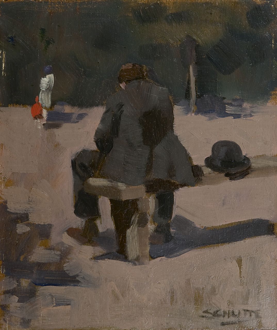 Schutte L.H.H. | 'Louis' Hermanus Hendrikus Schutte, In het park, olieverf op schildersboard 27,0 x 22,7 cm, gesigneerd rechtsonder en te dateren ca. 1913 Schutte L.H.H. | 'Louis' Hermanus Hendrikus Schutte, In het park, olieverf op schildersboard 27,0 x 22,7 cm, gesigneerd rechtsonder en te dateren ca. 1913