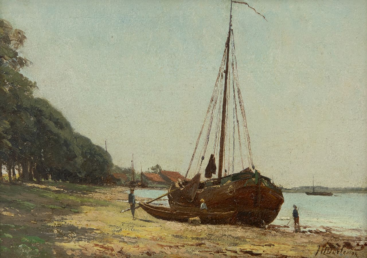 Doeleman J.H. | Johan Hendrik Doeleman | Schilderijen te koop aangeboden | Platbodem bij eb, olieverf op paneel 19,6 x 28,0 cm, gesigneerd rechtsonder Doeleman J.H. | Johan Hendrik Doeleman | Schilderijen te koop aangeboden | Platbodem bij eb, olieverf op paneel 19,6 x 28,0 cm, gesigneerd rechtsonder