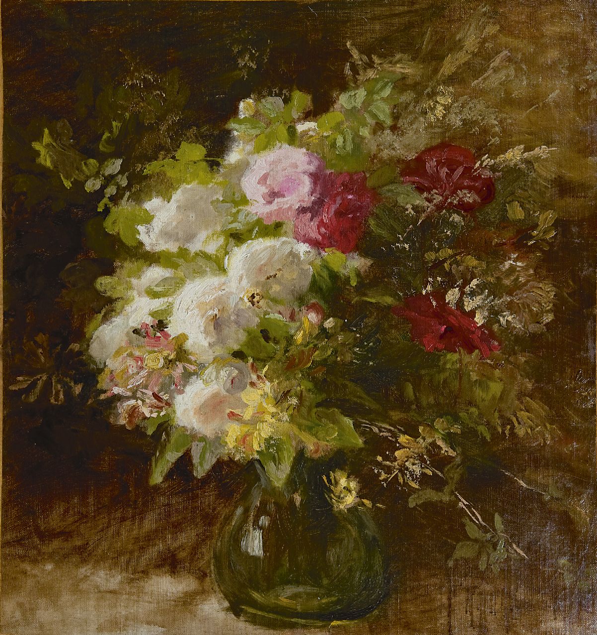Sande Bakhuyzen G.J. van de | 'Gerardine' Jacoba van de Sande Bakhuyzen, Zomerboeket, olieverf op doek op paneel 51,5 x 48,2 cm