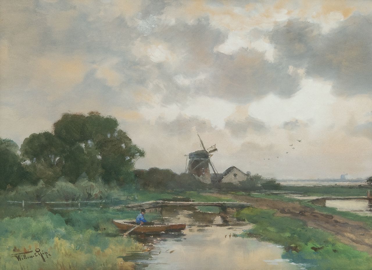Rip W.C. | 'Willem' Cornelis Rip | Aquarellen en tekeningen te koop aangeboden | Polderlandschap, aquarel op papier 35,5 x 48,5 cm, gesigneerd linksonder Rip W.C. | 'Willem' Cornelis Rip | Aquarellen en tekeningen te koop aangeboden | Polderlandschap, aquarel op papier 35,5 x 48,5 cm, gesigneerd linksonder