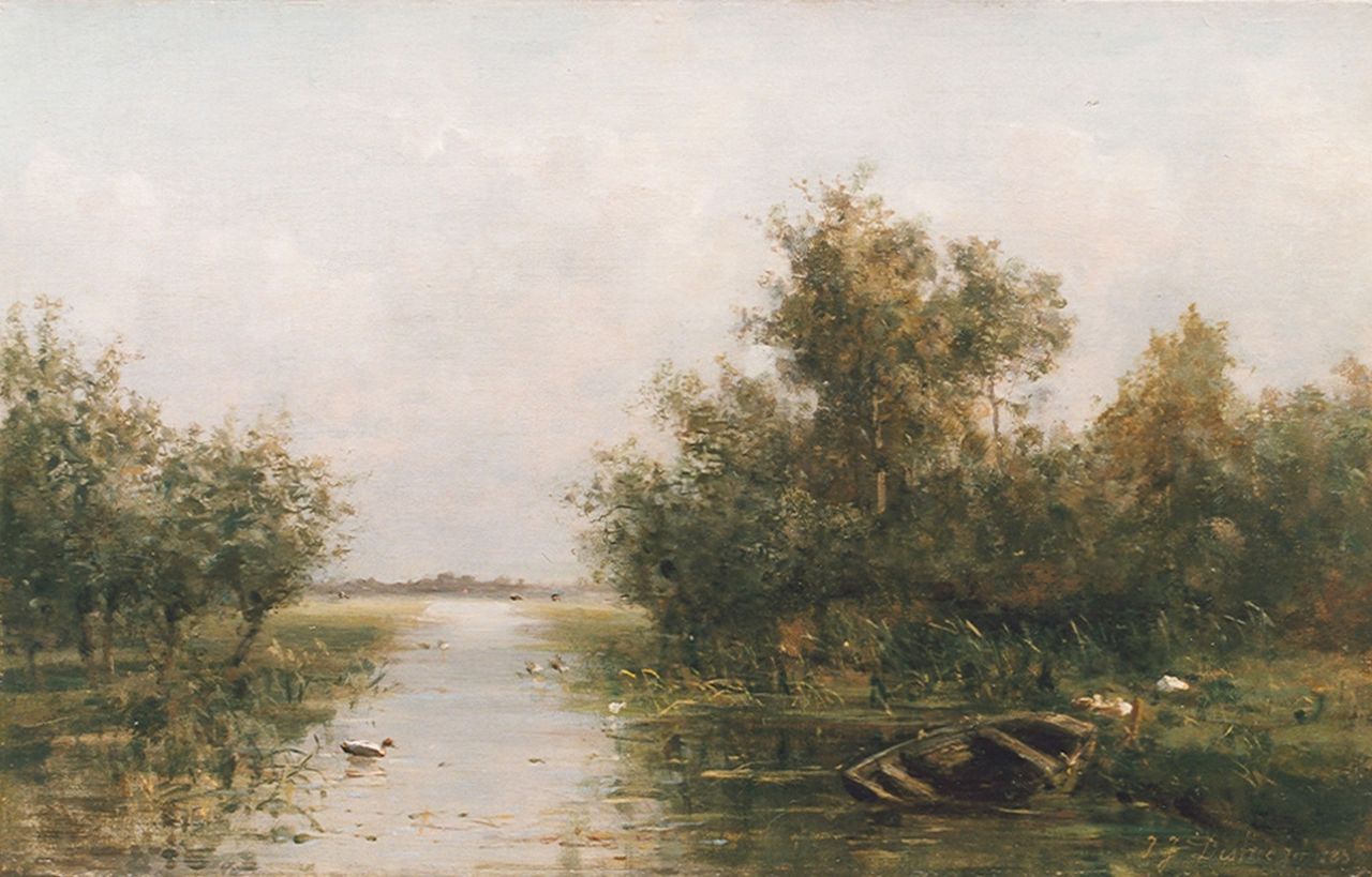 Destrée J.J. | Johannes Josephus Destrée, Poldervaart, olieverf op doek 33,2 x 52,5 cm, gesigneerd rechtsonder en gedateerd 1883 Destrée J.J. | Johannes Josephus Destrée, Poldervaart, olieverf op doek 33,2 x 52,5 cm, gesigneerd rechtsonder en gedateerd 1883