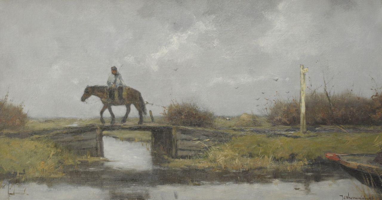 Scherrewitz J.F.C.  | Johan Frederik Cornelis Scherrewitz, Op het jaagpad, olieverf op doek 41,1 x 76,0 cm, gesigneerd rechtsonder
