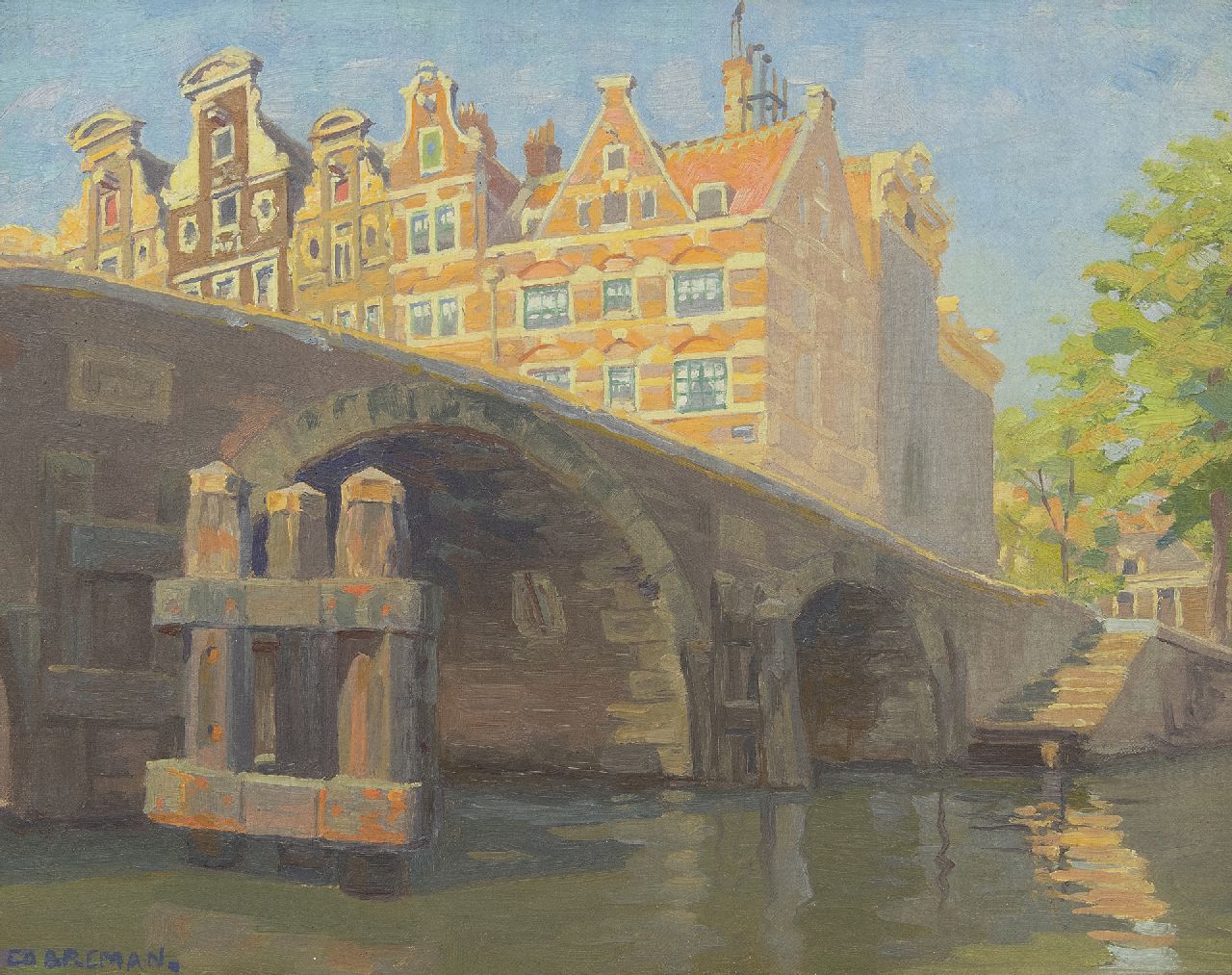 Breman A.J. | Ahazueros Jacobus 'Co' Breman, Hoek Prinsengracht/Brouwersgracht, Amsterdam, olieverf op doek 30,4 x 38,7 cm, gesigneerd linksonder Breman A.J. | Ahazueros Jacobus 'Co' Breman, Hoek Prinsengracht/Brouwersgracht, Amsterdam, olieverf op doek 30,4 x 38,7 cm, gesigneerd linksonder