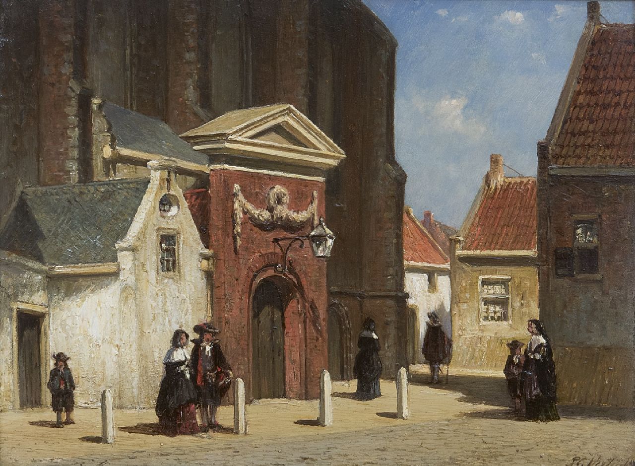 Vertin P.G. | Petrus Gerardus Vertin | Schilderijen te koop aangeboden | Gezicht op de Waalse kerk Haarlem, olieverf op paneel 19,0 x 25,0 cm, gesigneerd rechtsonder Vertin P.G. | Petrus Gerardus Vertin | Schilderijen te koop aangeboden | Gezicht op de Waalse kerk Haarlem, olieverf op paneel 19,0 x 25,0 cm, gesigneerd rechtsonder
