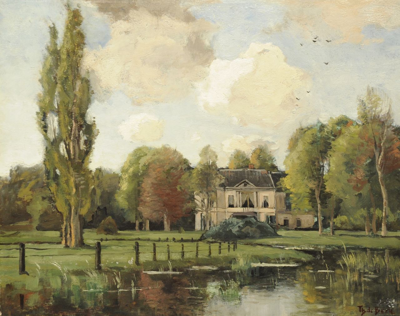 Bock T.E.A. de | Théophile Emile Achille de Bock, Huize Avegoor te Ellecom, olieverf op paneel 39,5 x 50,1 cm, gesigneerd rechtsonder