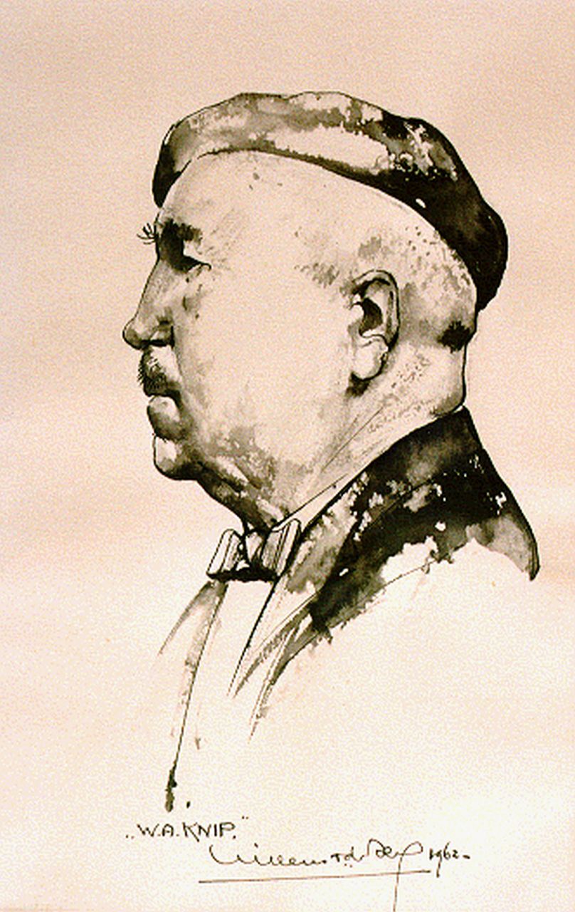 Berg W.H. van den | 'Willem' Hendrik van den Berg, Portret W.A. Knip, aquarel op papier 17,5 x 11,5 cm, gesigneerd middenonder en gedateerd 1962 Berg W.H. van den | 'Willem' Hendrik van den Berg, Portret W.A. Knip, aquarel op papier 17,5 x 11,5 cm, gesigneerd middenonder en gedateerd 1962