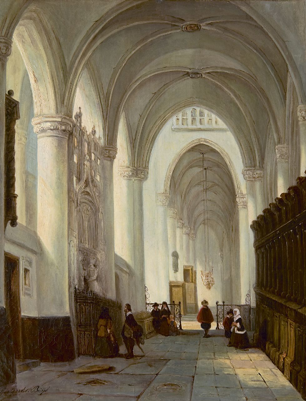 Buys G.M. | Geertruida Maria Buys, Interieur van de Grote Kerk in Breda, met het grafmonument van Engelbert I van Nassau, olieverf op doek 40,9 x 32,9 cm, gesigneerd linksonder Buys G.M. | Geertruida Maria Buys, Interieur van de Grote Kerk in Breda, met het grafmonument van Engelbert I van Nassau, olieverf op doek 40,9 x 32,9 cm, gesigneerd linksonder