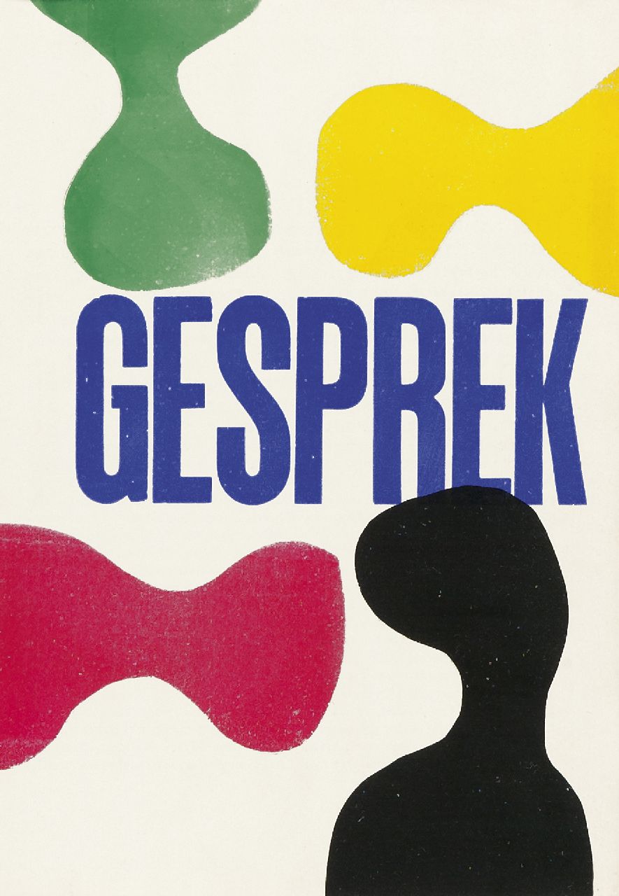 Werkman H.N.  | Hendrik Nicolaas Werkman, Gesprek (voorblad) (alleen tezamen met 14704), sjabloon op papier 31,5 x 22,1 cm, gedrukt in 1942