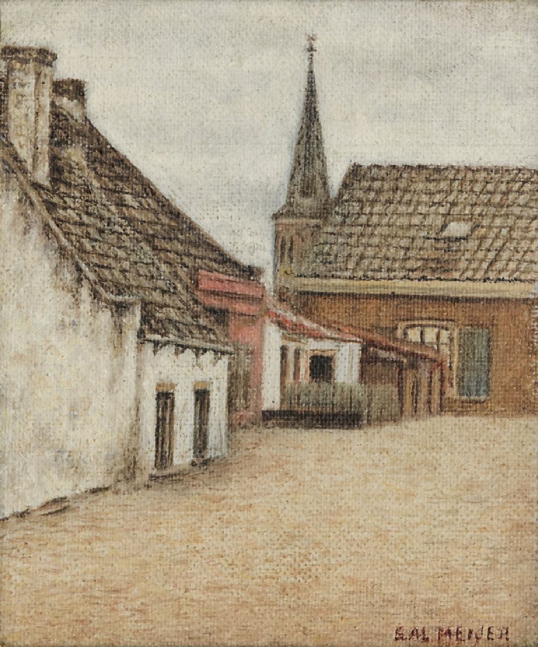 Meijer S. | Salomon 'Sal' Meijer | Schilderijen te koop aangeboden | Dorpsgezicht (mogelijk Zandvoort), olieverf op doek op board 14,5 x 11,3 cm, gesigneerd rechtsonder Meijer S. | Salomon 'Sal' Meijer | Schilderijen te koop aangeboden | Dorpsgezicht (mogelijk Zandvoort), olieverf op doek op board 14,5 x 11,3 cm, gesigneerd rechtsonder
