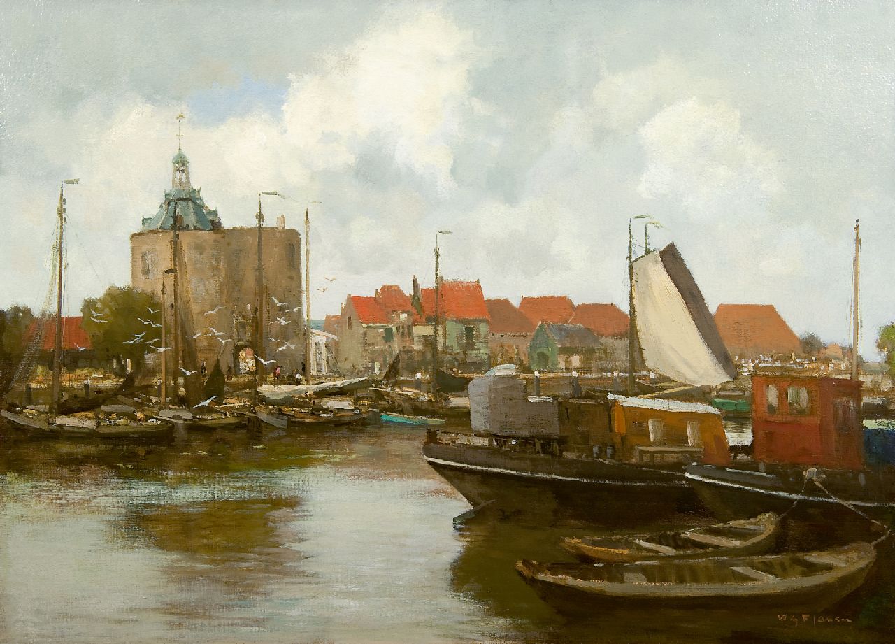 Jansen W.G.F. | 'Willem' George Frederik Jansen | Schilderijen te koop aangeboden | De haven van Enkhuizen met de Drommedaris, olieverf op doek 71,8 x 99,3 cm, gesigneerd rechtsonder Jansen W.G.F. | 'Willem' George Frederik Jansen | Schilderijen te koop aangeboden | De haven van Enkhuizen met de Drommedaris, olieverf op doek 71,8 x 99,3 cm, gesigneerd rechtsonder