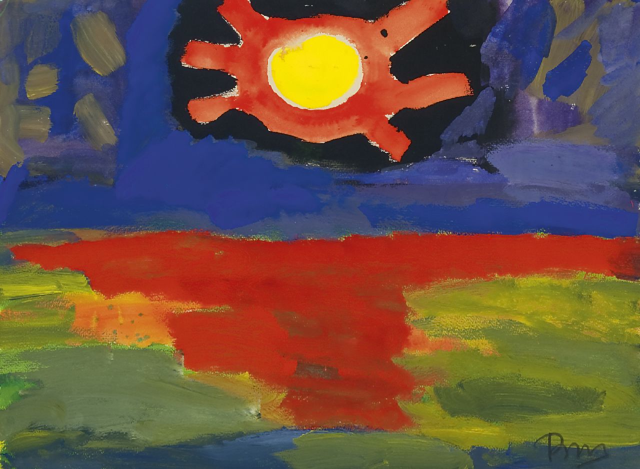 Benner G. | Gerrit Benner, Zonsondergang, aquarel en gouache op papier 55,6 x 75,4 cm, gesigneerd rechtsonder Benner G. | Gerrit Benner, Zonsondergang, aquarel en gouache op papier 55,6 x 75,4 cm, gesigneerd rechtsonder