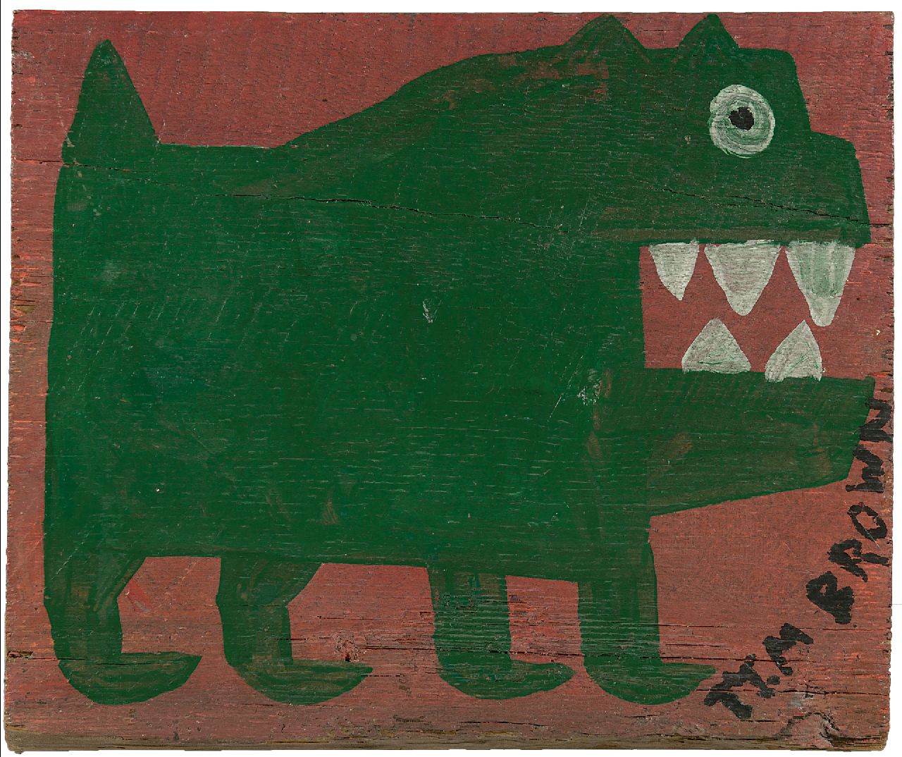 Brown T. | Timothy 'Tim' Brown, Green dog, acryl op paneel 34,0 x 39,2 cm, gesigneerd rechtsonder en te dateren ca. 1960-1970 Brown T. | Timothy 'Tim' Brown, Green dog, acryl op paneel 34,0 x 39,2 cm, gesigneerd rechtsonder en te dateren ca. 1960-1970