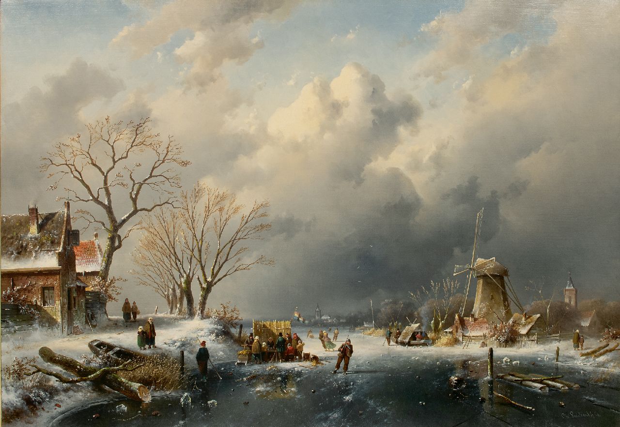 Leickert C.H.J. | 'Charles' Henri Joseph Leickert, Hollandse winter met koek en zopie, olieverf op doek 98,0 x 141,0 cm, gesigneerd rechtsonder en gedateerd 1862 Leickert C.H.J. | 'Charles' Henri Joseph Leickert, Hollandse winter met koek en zopie, olieverf op doek 98,0 x 141,0 cm, gesigneerd rechtsonder en gedateerd 1862