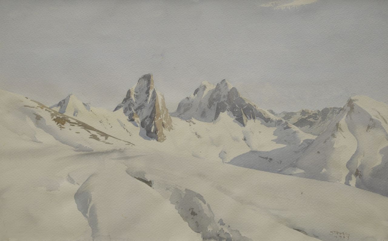Strobl H. | Hans Strobl, Gezicht op Rüfikopf, Lech, aquarel op papier 32,1 x 50,2 cm, gesigneerd rechtsonder en gedateerd 1963 Strobl H. | Hans Strobl, Gezicht op Rüfikopf, Lech, aquarel op papier 32,1 x 50,2 cm, gesigneerd rechtsonder en gedateerd 1963