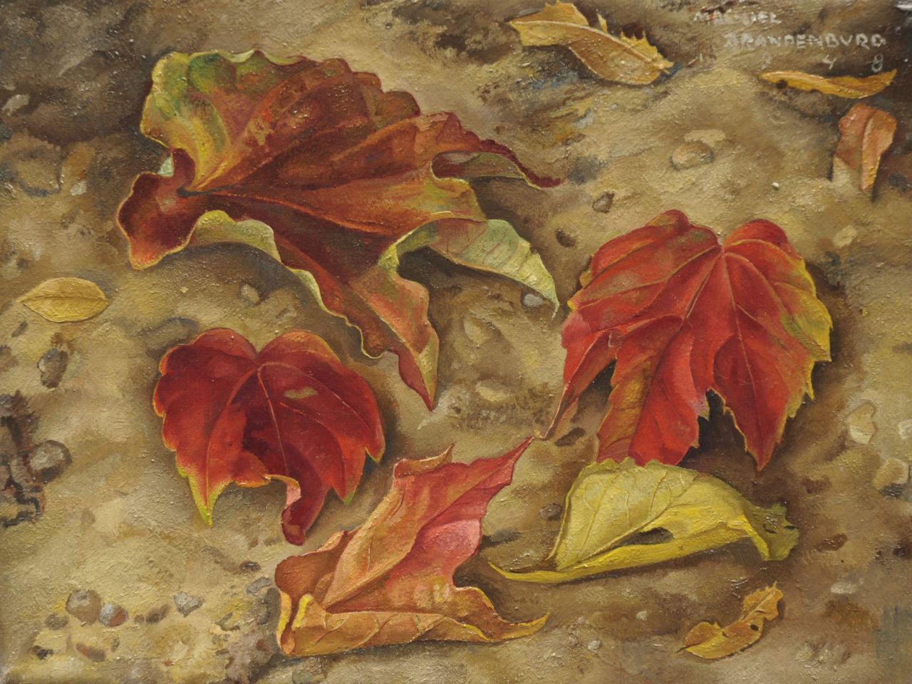 Brandenburg M. | Machiel Brandenburg, Herfstbladeren, olieverf op doek 18,6 x 24,3 cm, gesigneerd rechtsboven en gedateerd 1948 Brandenburg M. | Machiel Brandenburg, Herfstbladeren, olieverf op doek 18,6 x 24,3 cm, gesigneerd rechtsboven en gedateerd 1948